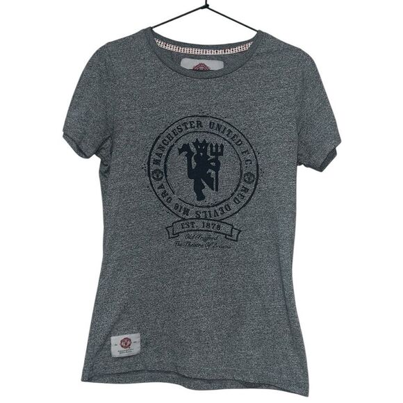 Manchester United Youth T-Shirt Gray Graphic Tee Size 10 Old Trafford Exclusive - Picture 1 of 7